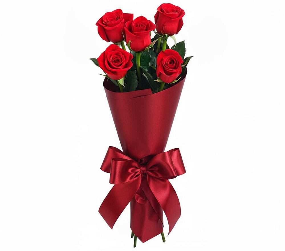 Букет 5 Красных роз Эдлесс Лав в Благовещенской