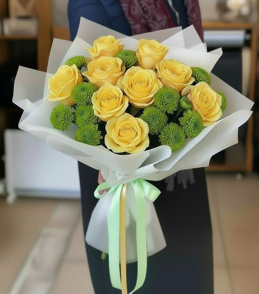 Букет цветов из: Хризантемы и Розы в Благовещенской