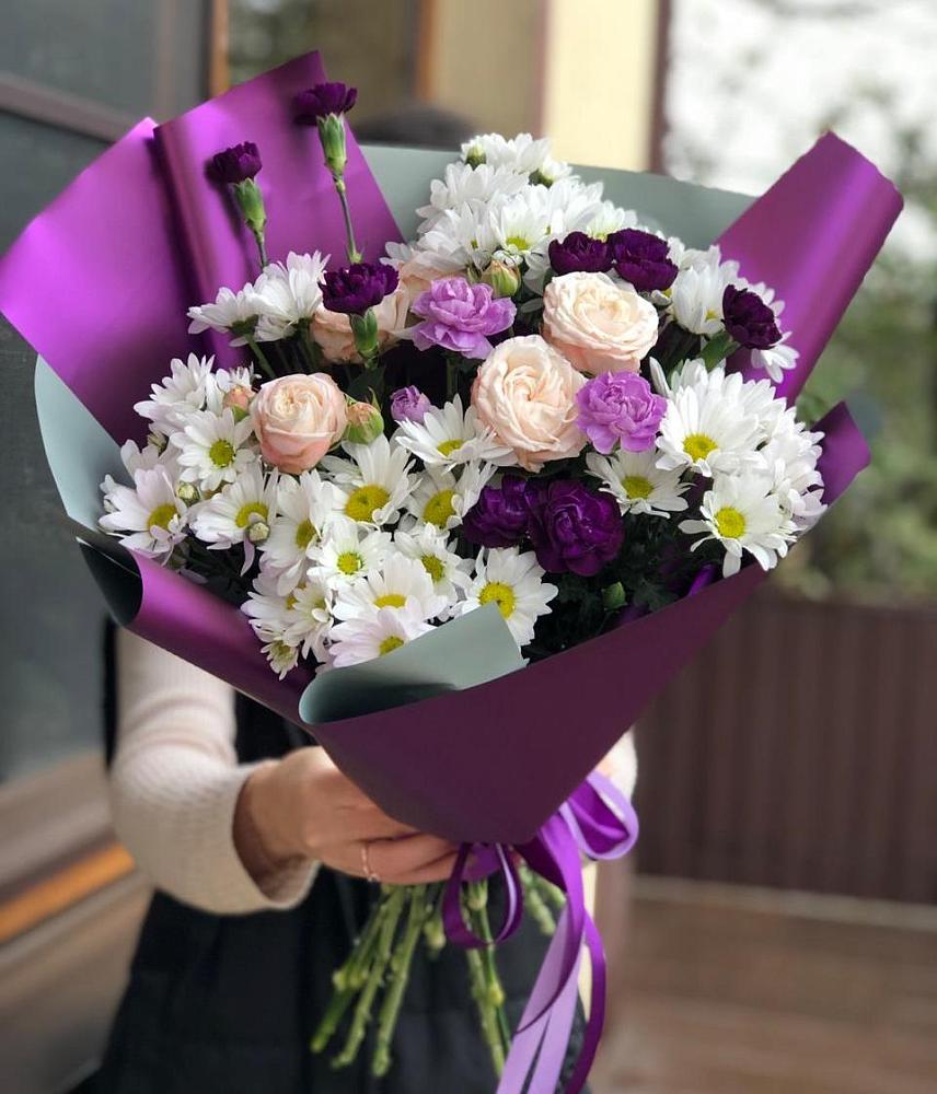 Букет цветов из: Хризантемы, Гвоздики и Розы в Благовещенской