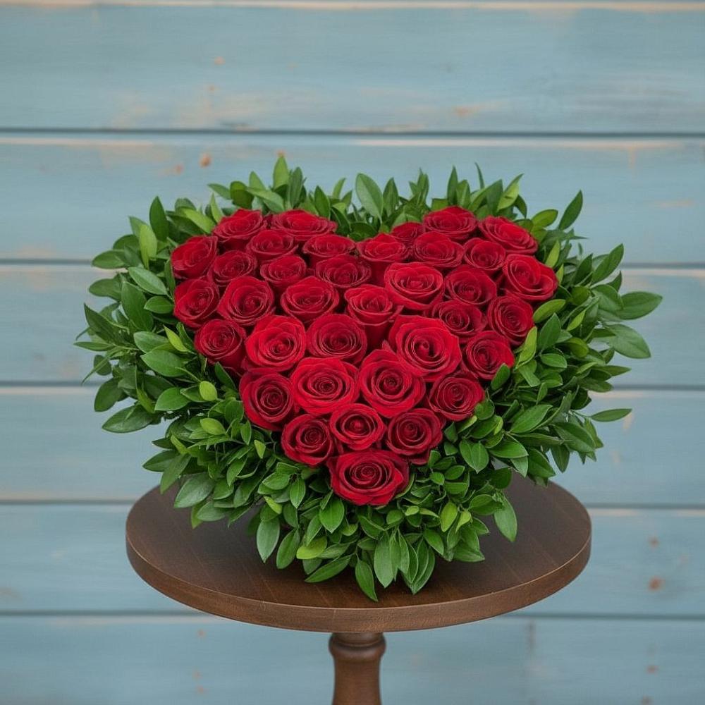 Цветочная композиция из Розы в виде сердца в Благовещенской