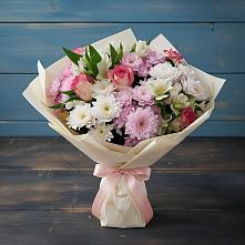 Букет цветов из:  Хризантемы, Альстромерии и Розы в Благовещенской