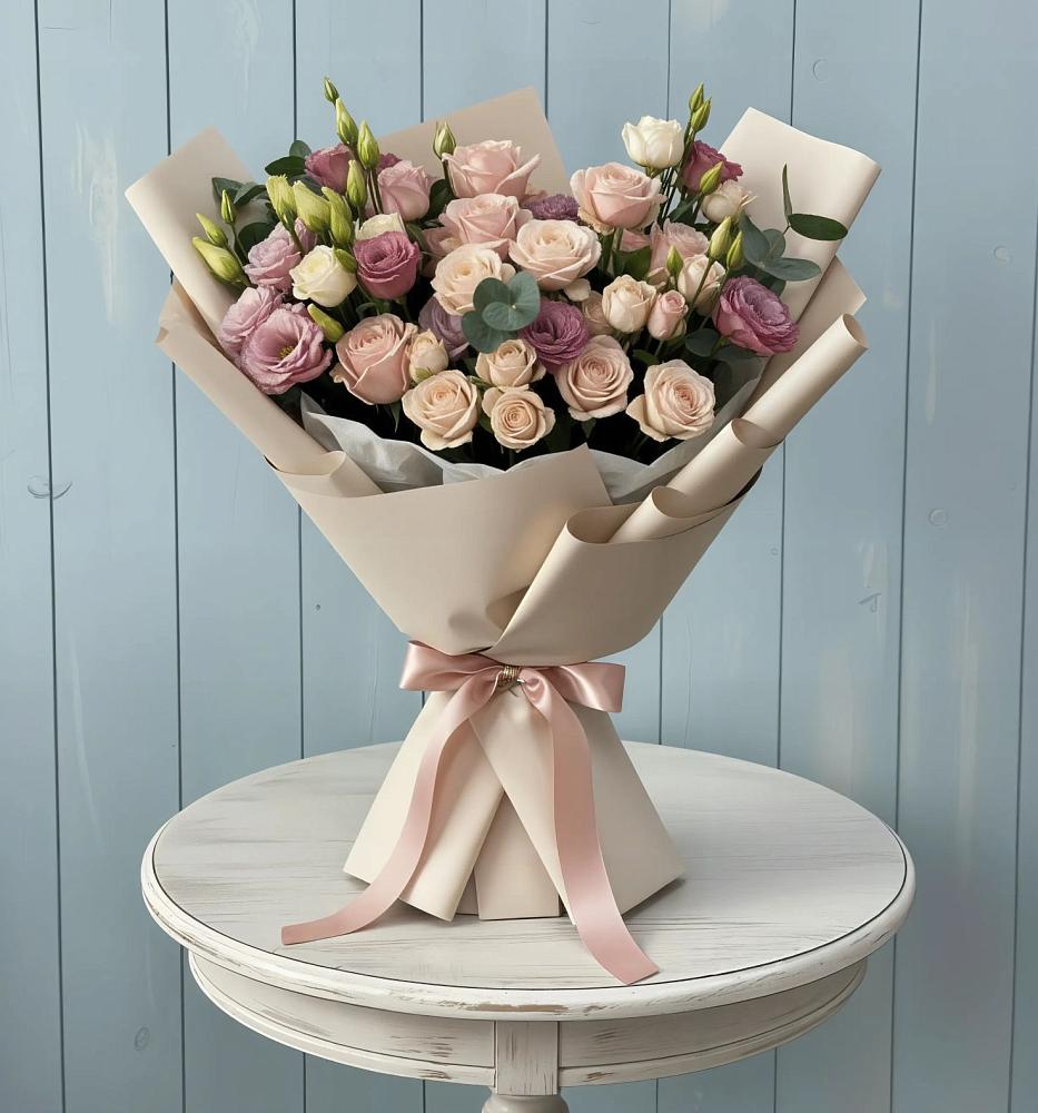 Букет цветов из: Розы и Лизиантусы в Благовещенской