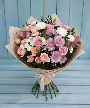 Букет цветов из:  Хризантемы, Розы и Альстромерии в Благовещенской