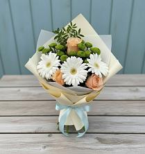 Букет цветов из:  Герберы, Розы и Хризантемы в Благовещенской