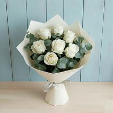 Букет Белые розы в Эвкалипте в Благовещенской
