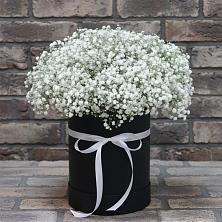 Цветочная композиция из Гипсофила в шляпной коробке в Благовещенской